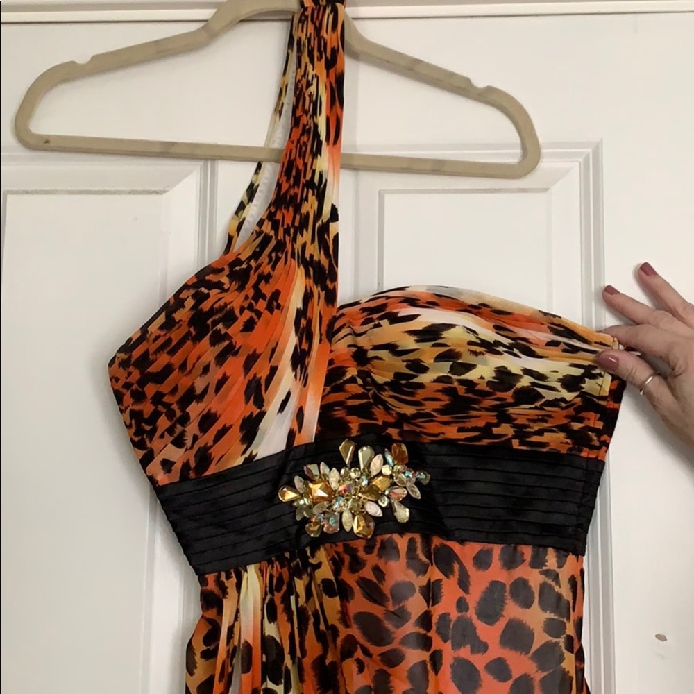 Cheetah One Shoulder Prom Gown